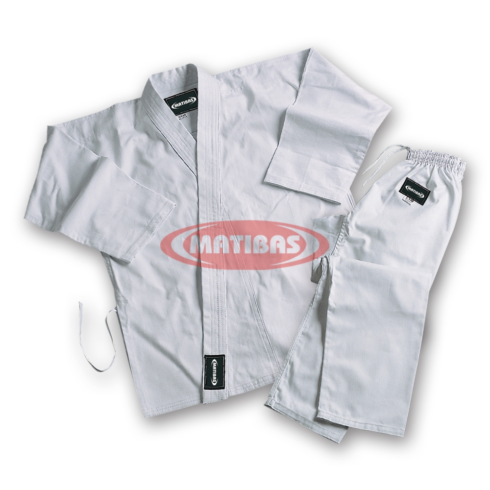100% bleached cotton karate uniform built for comfortable everyday dojo training sessions