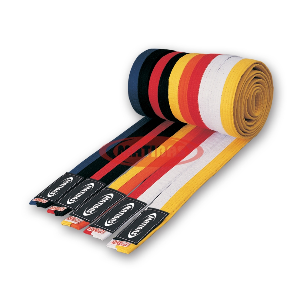 premium cotton martial arts rank belts in a full range of grading colors for comfortable karate taekwondo judo and BJJ training