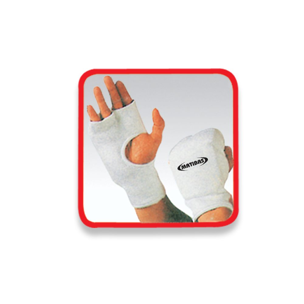 Pro padded compression hand protector with elastic construction and integrated padding for martial arts, boxing, kickboxing, MMA, and combat sports training.