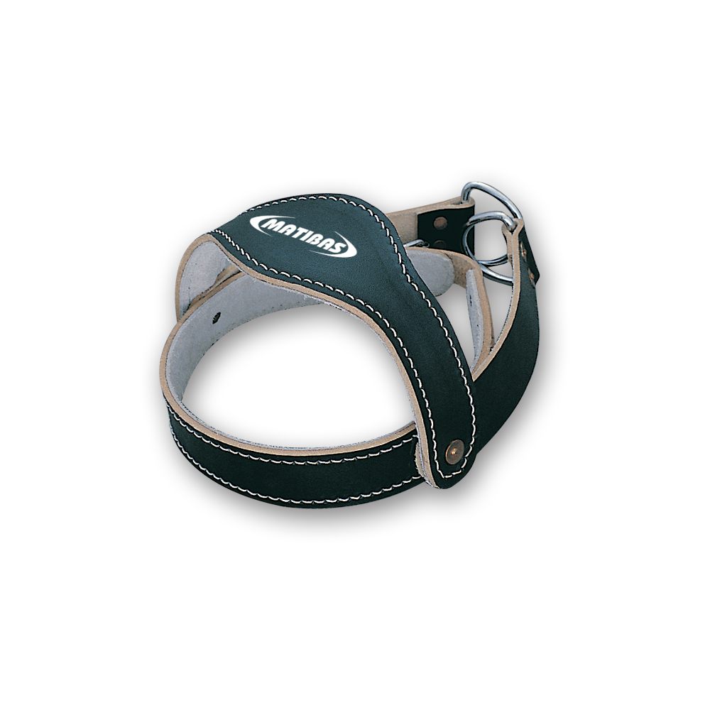Genuine leather head harness designed for weighted neck strength training.